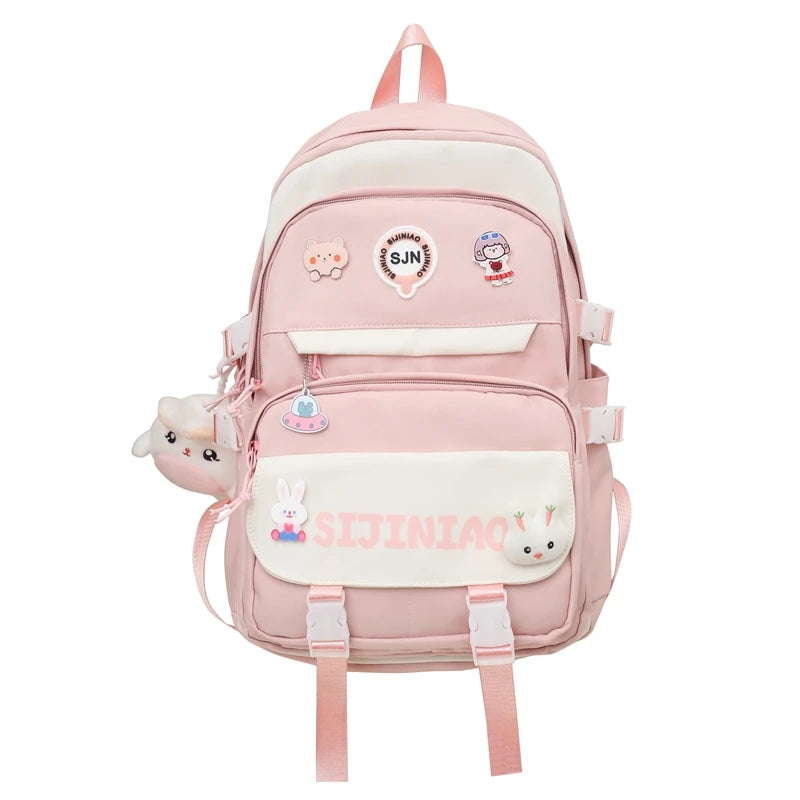 Fashion Women Cute Harajuku Badge Girl Laptop Student Book Bag Female Travel Kawaii College Backpack Lady School Backpacks Nylon