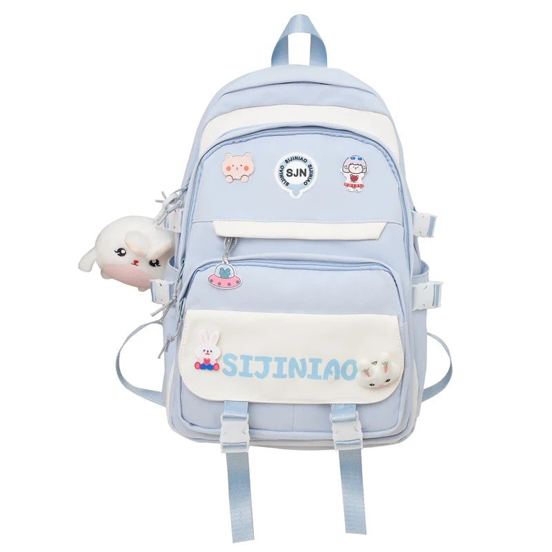 Fashion Women Cute Harajuku Badge Girl Laptop Student Book Bag Female Travel Kawaii College Backpack Lady School Backpacks Nylon