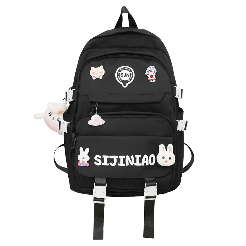 Fashion Women Cute Harajuku Badge Girl Laptop Student Book Bag Female Travel Kawaii College Backpack Lady School Backpacks Nylon