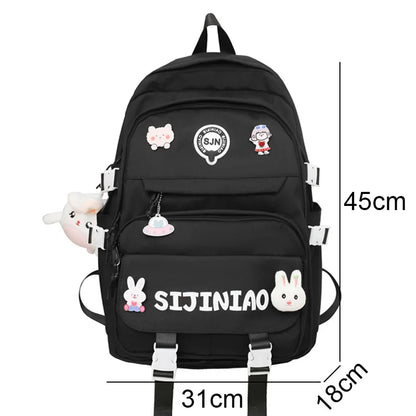 Fashion Women Cute Harajuku Badge Girl Laptop Student Book Bag Female Travel Kawaii College Backpack Lady School Backpacks Nylon