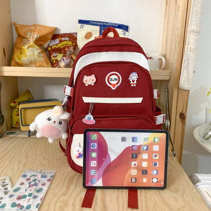 Fashion Women Cute Harajuku Badge Girl Laptop Student Book Bag Female Travel Kawaii College Backpack Lady School Backpacks Nylon