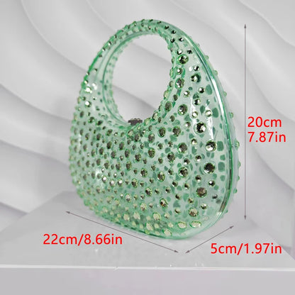 Fashion Women Diamond Handbags and Purses Transparent Acrylic Luxury Party Prom Quality Evening Bag Casual Clutch Bags Glitter