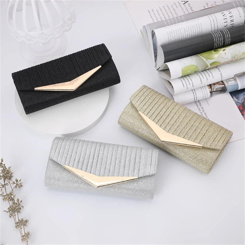 Fashion Women Evening Bag Party Banquet Glitter Bag for Ladies Wedding Clutches Handbag Shoulder Bag with Chain Purse
