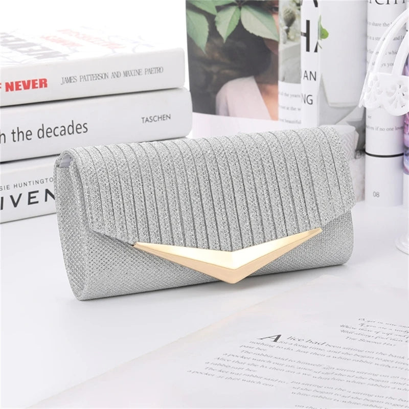 Fashion Women Evening Bag Party Banquet Glitter Bag for Ladies Wedding Clutches Handbag Shoulder Bag with Chain Purse