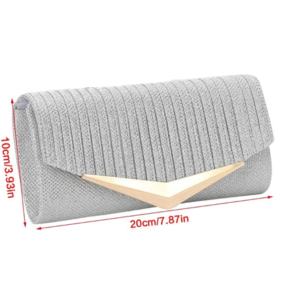Fashion Women Evening Bag Party Banquet Glitter Bag for Ladies Wedding Clutches Handbag Shoulder Bag with Chain Purse