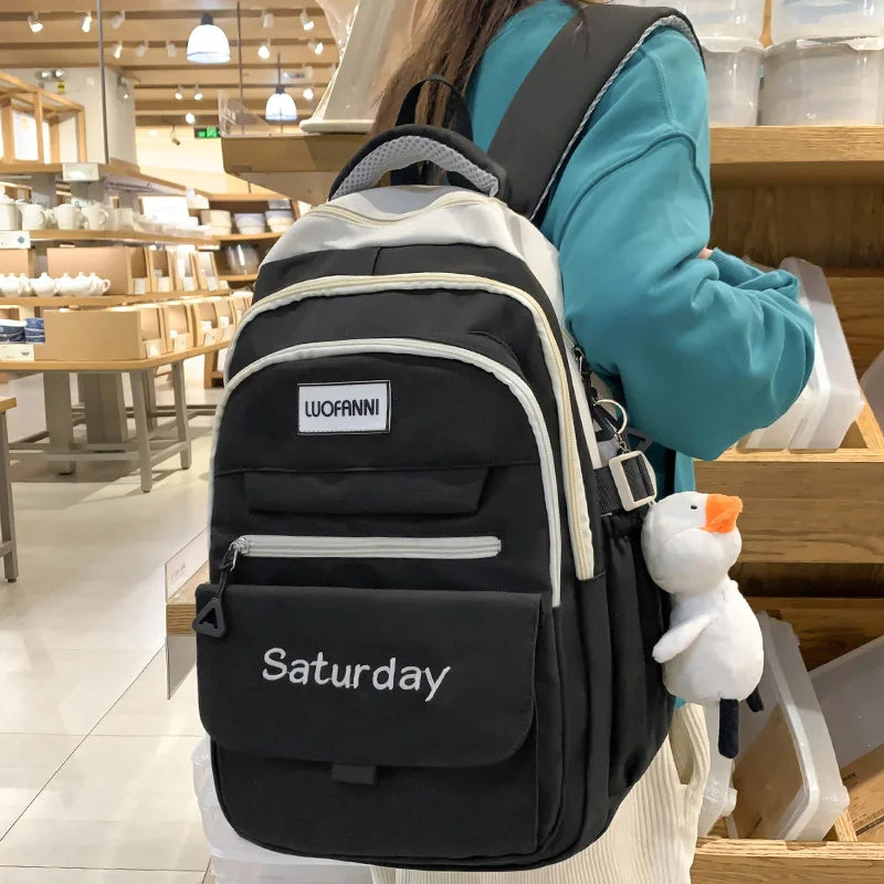 Fashion Women Green Laptop Bags High Capacity Student Lady Cute Book Backpack Female Travel Nylon School Bag College Girl Trendy