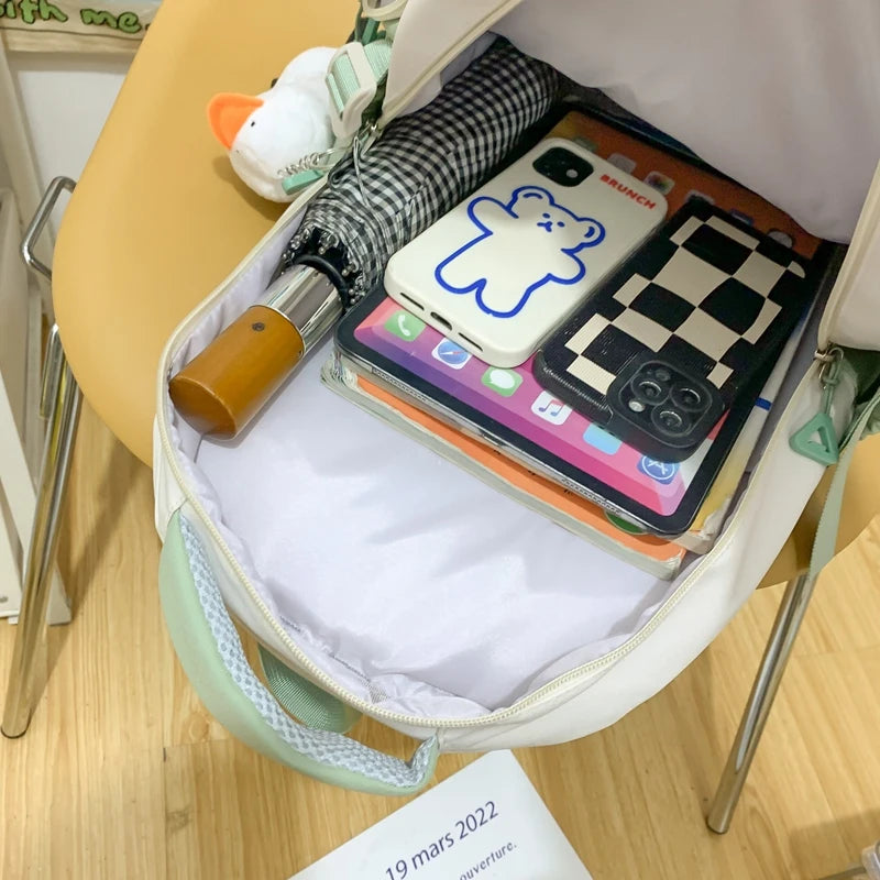 Fashion Women Green Laptop Bags High Capacity Student Lady Cute Book Backpack Female Travel Nylon School Bag College Girl Trendy