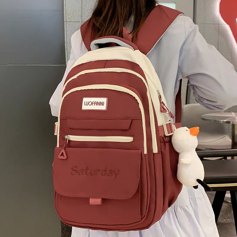 Fashion Women Green Laptop Bags High Capacity Student Lady Cute Book Backpack Female Travel Nylon School Bag College Girl Trendy