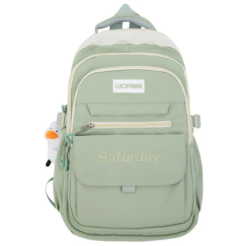 Fashion Women Green Laptop Bags High Capacity Student Lady Cute Book Backpack Female Travel Nylon School Bag College Girl Trendy
