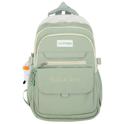 Fashion Women Green Laptop Bags High Capacity Student Lady Cute Book Backpack Female Travel Nylon School Bag College Girl Trendy