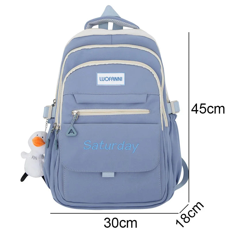 Fashion Women Green Laptop Bags High Capacity Student Lady Cute Book Backpack Female Travel Nylon School Bag College Girl Trendy
