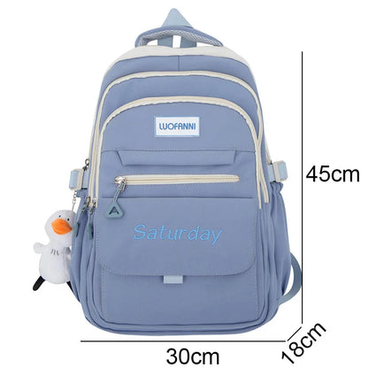 Fashion Women Green Laptop Bags High Capacity Student Lady Cute Book Backpack Female Travel Nylon School Bag College Girl Trendy