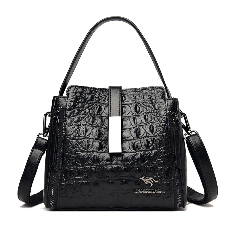 Fashion Women Handbag High Quality Crocodile Pattern Leather Bucket Bag Designers Female Shoulder Bag Luxury Brand Crossbody Bag