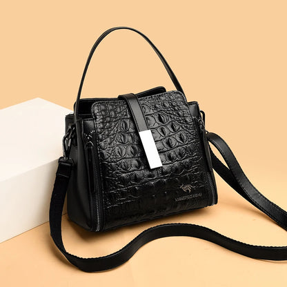 Fashion Women Handbag High Quality Crocodile Pattern Leather Bucket Bag Designers Female Shoulder Bag Luxury Brand Crossbody Bag