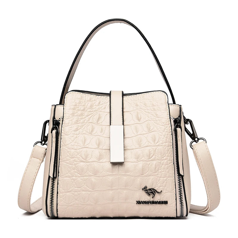 Fashion Women Handbag High Quality Crocodile Pattern Leather Bucket Bag Designers Female Shoulder Bag Luxury Brand Crossbody Bag