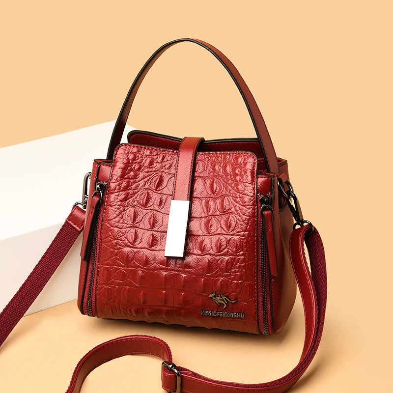 Fashion Women Handbag High Quality Crocodile Pattern Leather Bucket Bag Designers Female Shoulder Bag Luxury Brand Crossbody Bag