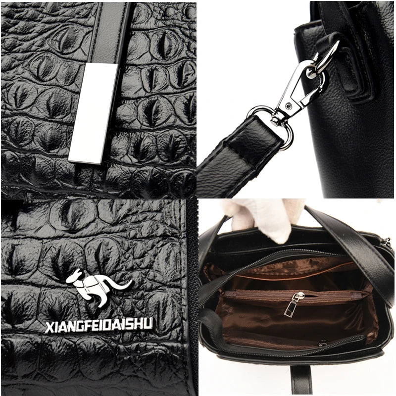 Fashion Women Handbag High Quality Crocodile Pattern Leather Bucket Bag Designers Female Shoulder Bag Luxury Brand Crossbody Bag