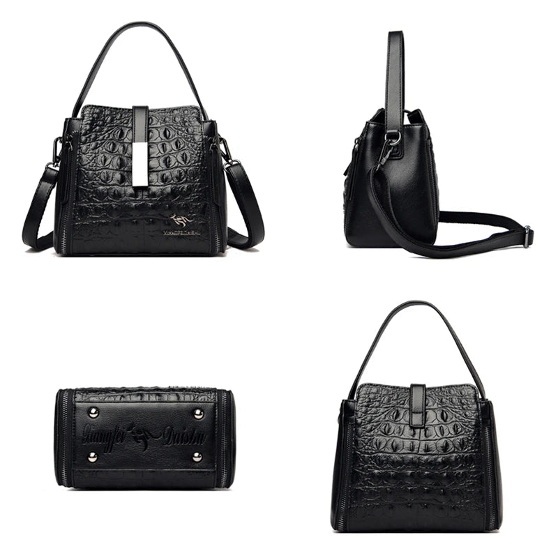 Fashion Women Handbag High Quality Crocodile Pattern Leather Bucket Bag Designers Female Shoulder Bag Luxury Brand Crossbody Bag