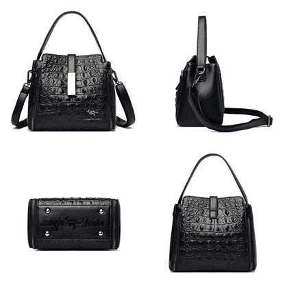 Fashion Women Handbag High Quality Crocodile Pattern Leather Bucket Bag Designers Female Shoulder Bag Luxury Brand Crossbody Bag