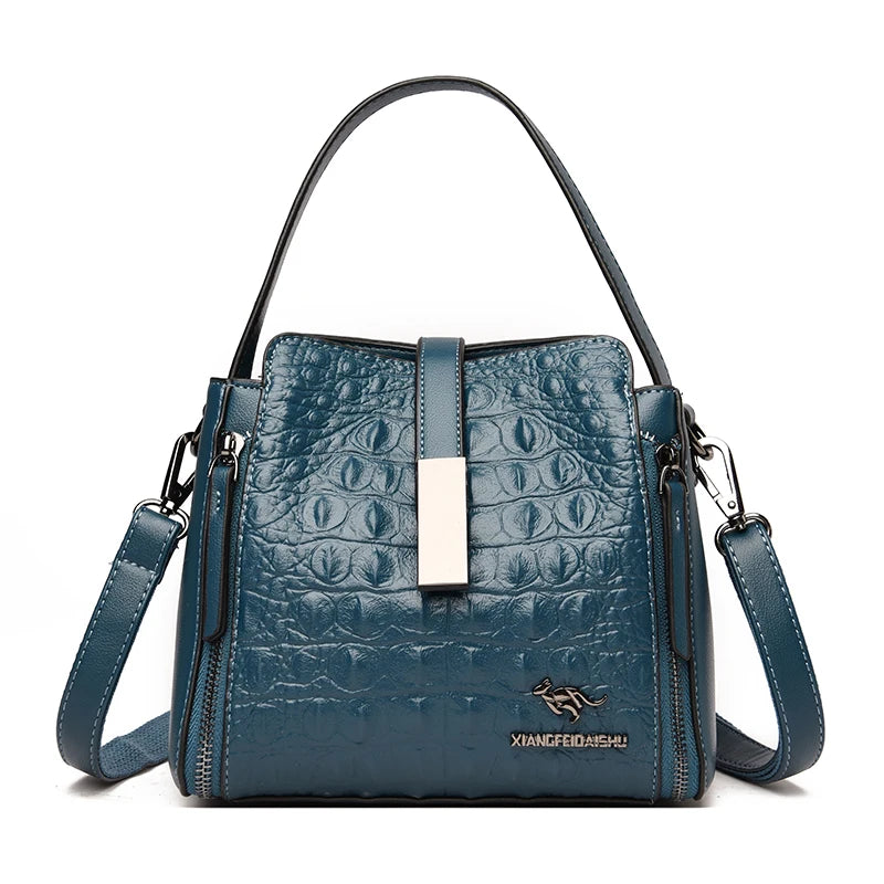 Fashion Women Handbag High Quality Crocodile Pattern Leather Bucket Bag Designers Female Shoulder Bag Luxury Brand Crossbody Bag
