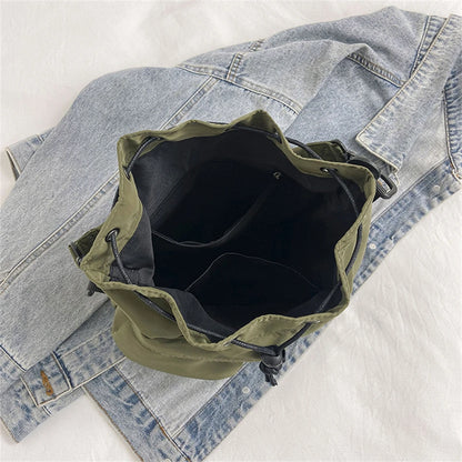 Fashion Women Handbags Waterproof Nylon Shoulder Bags Large Capacity Crossbody Bags for Women Portable Drawstring Bucket Bag Sac