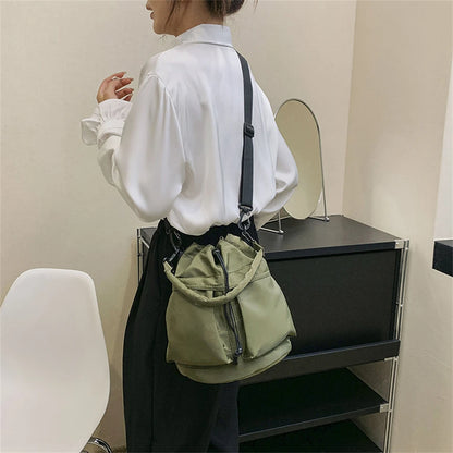 Fashion Women Handbags Waterproof Nylon Shoulder Bags Large Capacity Crossbody Bags for Women Portable Drawstring Bucket Bag Sac