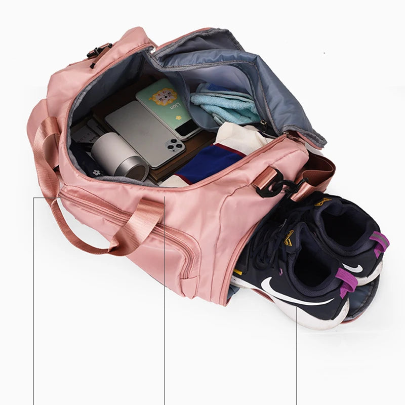 Fashion Women High Capacity Travel GYM Bags Totes Female Girl Dry Wet Separation Duffle ShoulderBags HandBags