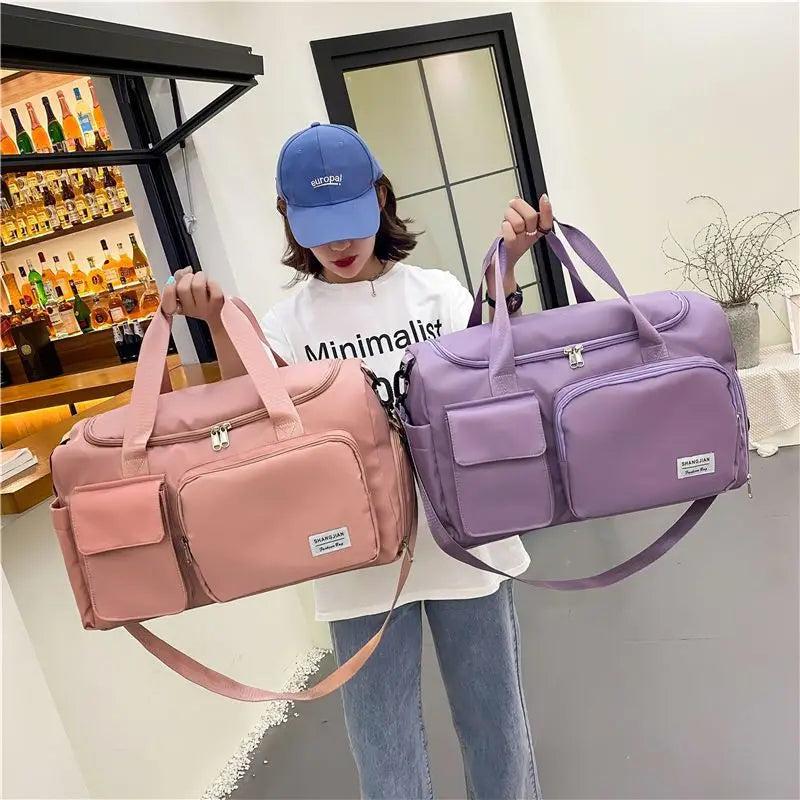 Fashion Women High Capacity Travel GYM Bags Totes Female Girl Dry Wet Separation Duffle ShoulderBags HandBags
