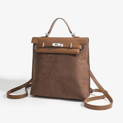 Fashion Women High Capacity Vintage Nubuck Backpacks HandBags Female Retro Cross Buckle Travel Shoulder Bags