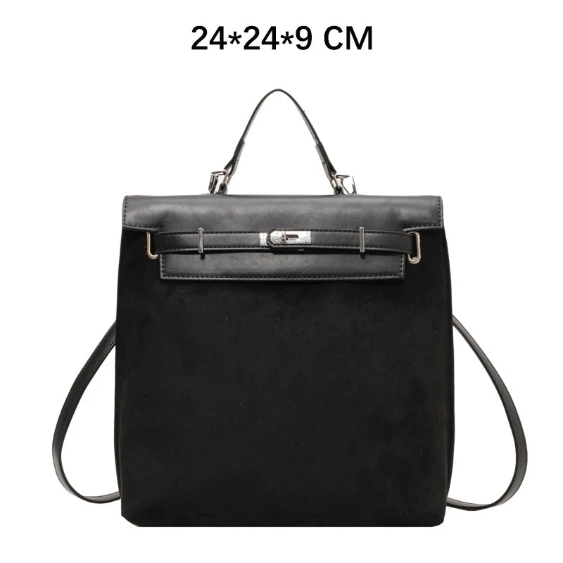 Fashion Women High Capacity Vintage Nubuck Backpacks HandBags Female Retro Cross Buckle Travel Shoulder Bags
