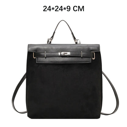 Fashion Women High Capacity Vintage Nubuck Backpacks HandBags Female Retro Cross Buckle Travel Shoulder Bags