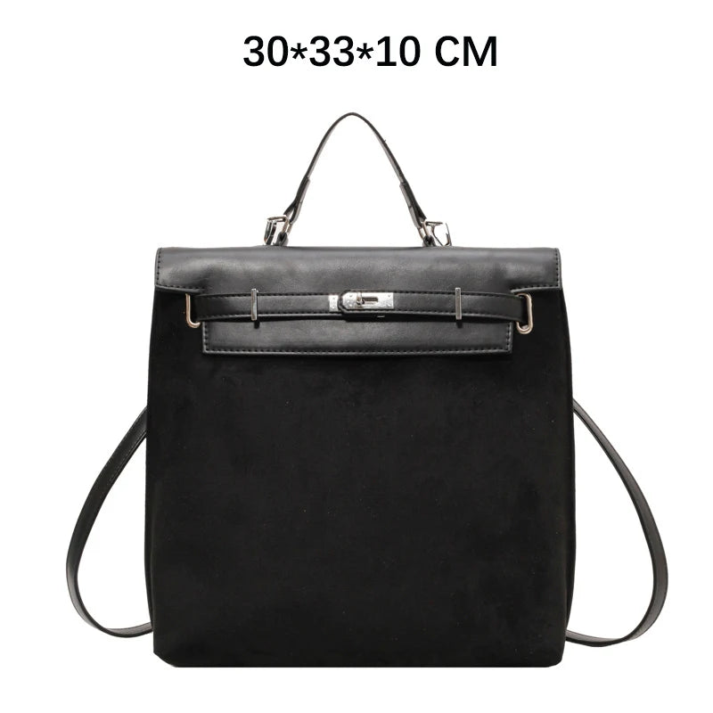 Fashion Women High Capacity Vintage Nubuck Backpacks HandBags Female Retro Cross Buckle Travel Shoulder Bags