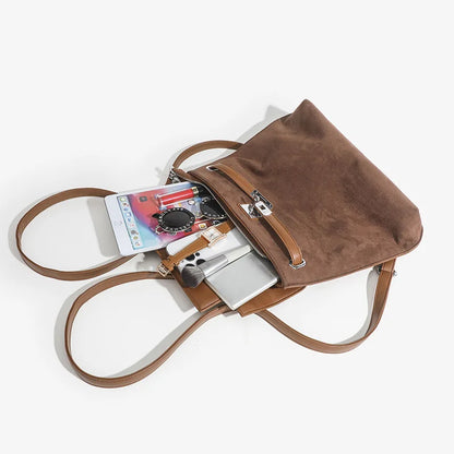 Fashion Women High Capacity Vintage Nubuck Backpacks HandBags Female Retro Cross Buckle Travel Shoulder Bags