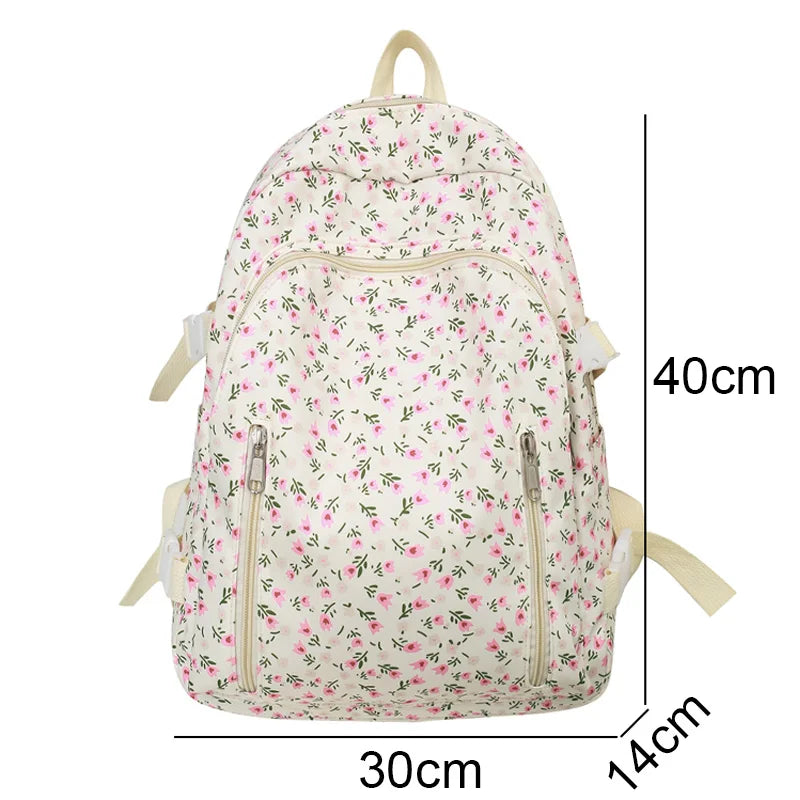 Fashion Women Kawaii Floral Waterproof Laptop Bag Student Ladies Cute Book Backpack Female Travel Nylon School Bags College Girl