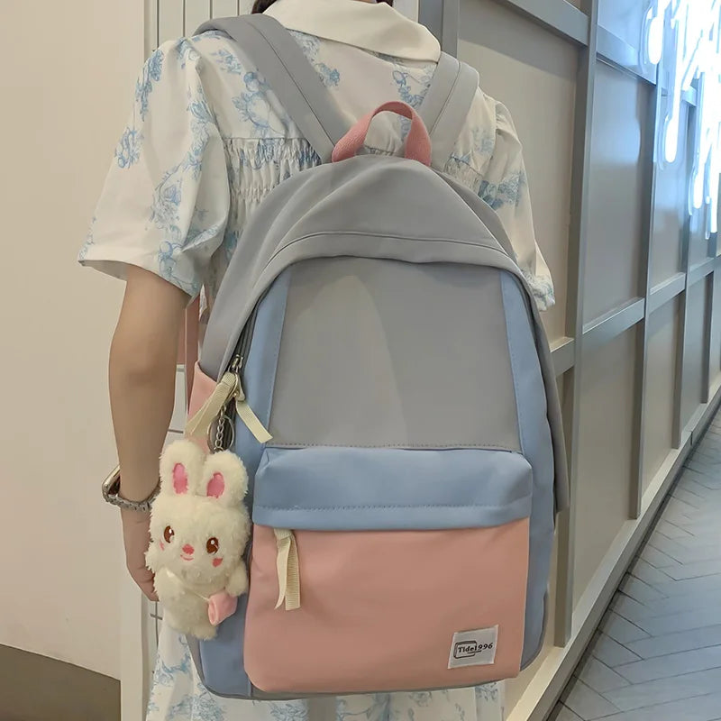 Fashion Women Kawaii Harajuku Backpack Girl Travel Nylon School Bag New Female Cute Laptop College Lady Trendy Leisure BookBag
