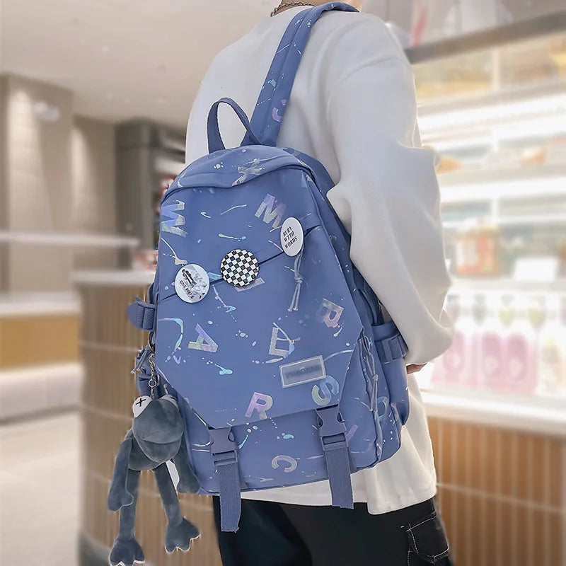 Fashion Women Men Graffiti College Bag Cool Male Ladies Travel Backpack Girl Boy Laptop Student Bag Trendy Female Backpack Nylon