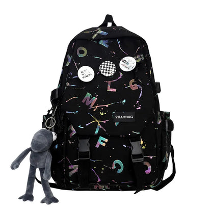 Fashion Women Men Graffiti College Bag Cool Male Ladies Travel Backpack Girl Boy Laptop Student Bag Trendy Female Backpack Nylon