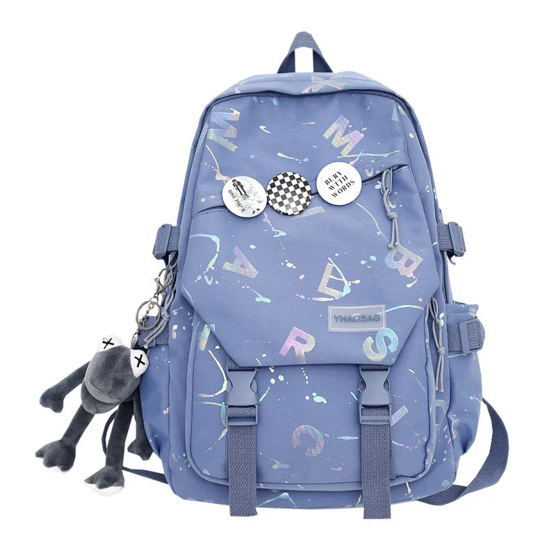 Fashion Women Men Graffiti College Bag Cool Male Ladies Travel Backpack Girl Boy Laptop Student Bag Trendy Female Backpack Nylon