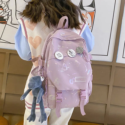 Fashion Women Men Graffiti College Bag Cool Male Ladies Travel Backpack Girl Boy Laptop Student Bag Trendy Female Backpack Nylon