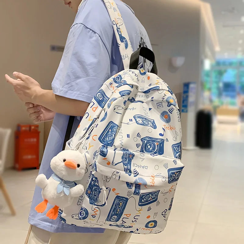 Fashion Women Men Graffiti Waterproof Book Bag Boy Girl Travel Leisure Printing School Bag Laptop Ladies College Backpack Female