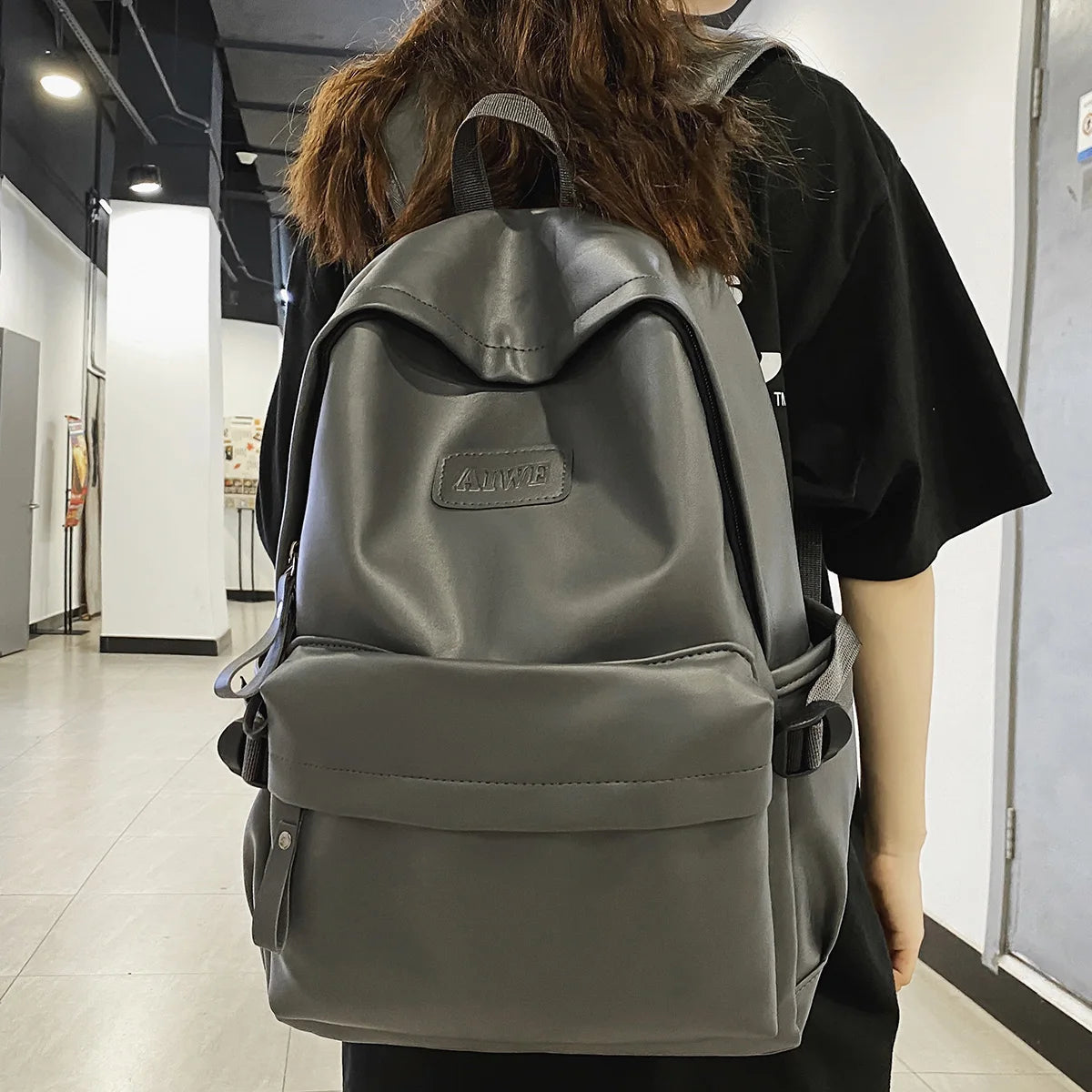 Fashion Women Men White Nylon Waterproof Laptop PU College Backpack Female Male Travel Book Bag Girl School Backpack Ladies Cool