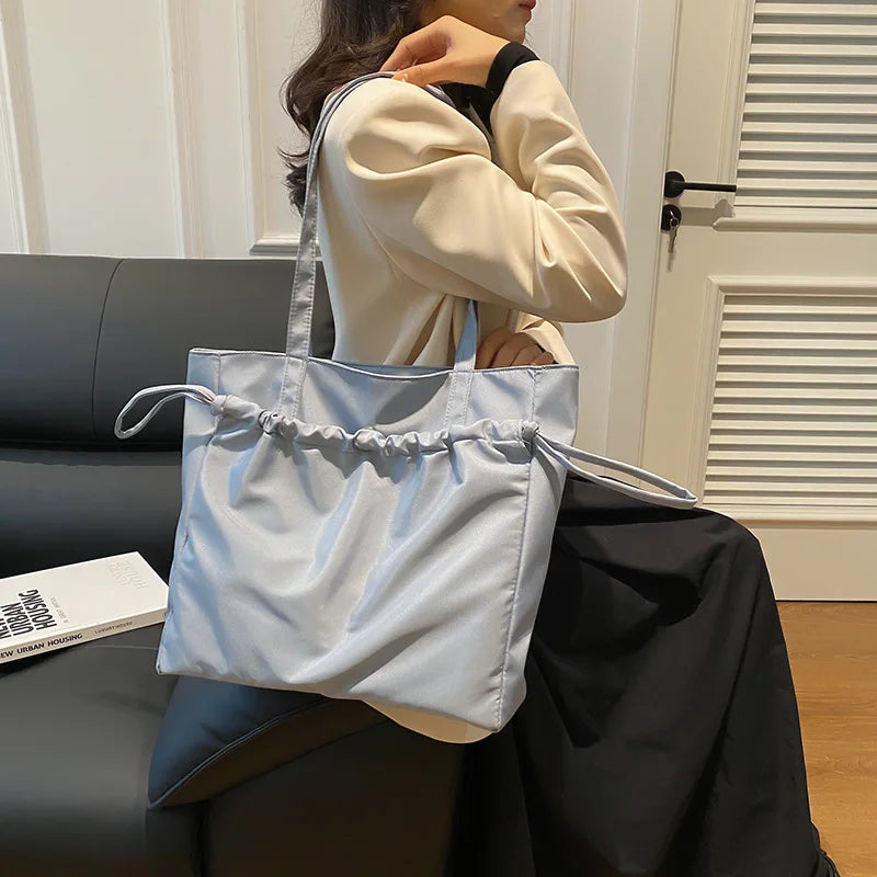 Fashion Women Minimalist Shoulder Bags Briefcases OL Students Drawstring Casual Office HandBags Totes