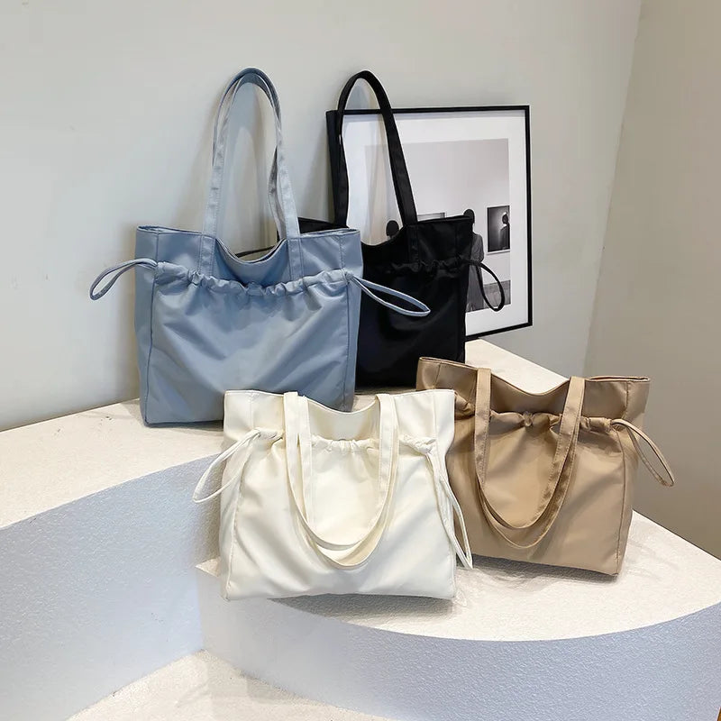 Fashion Women Minimalist Shoulder Bags Briefcases OL Students Drawstring Casual Office HandBags Totes