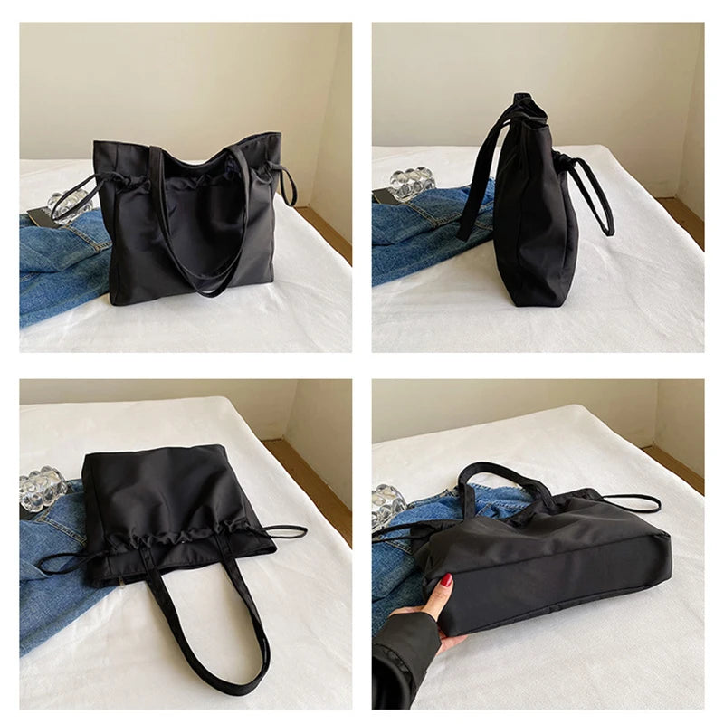 Fashion Women Minimalist Shoulder Bags Briefcases OL Students Drawstring Casual Office HandBags Totes