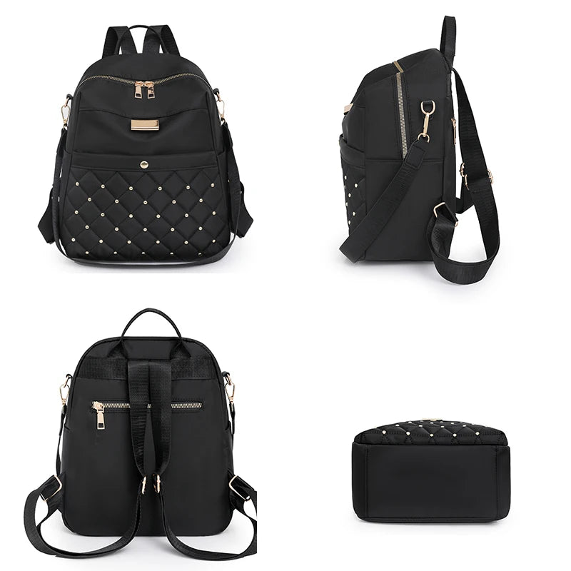 Fashion Women Multifunctional Nylon Backpacks Female Waterproof Travel Back Bag Large School Bags for Teenage Girls Shoulder Bag