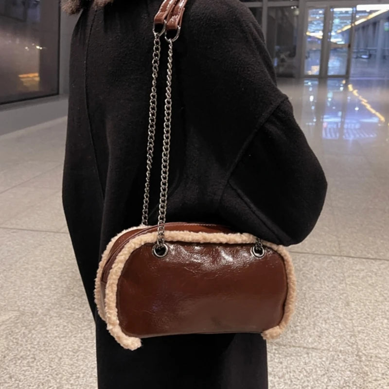 Fashion Women PU Bag Winter Shoulder Bags Crossbody Handbag