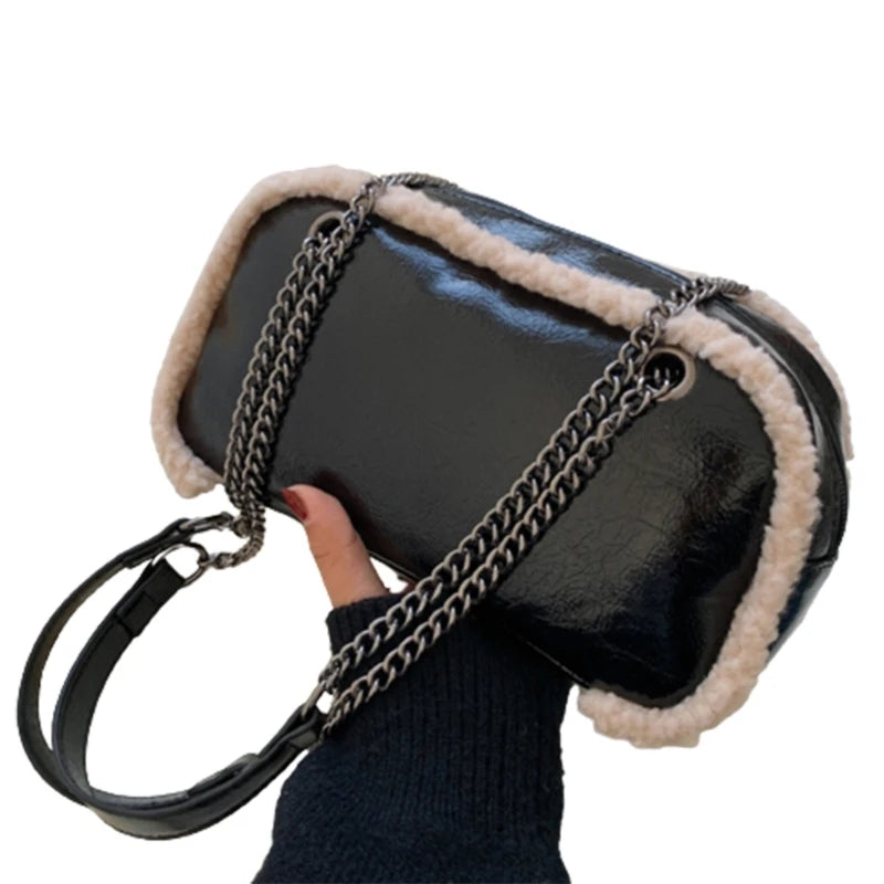 Fashion Women PU Bag Winter Shoulder Bags Crossbody Handbag