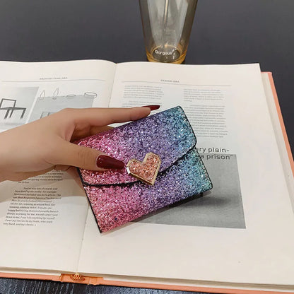 Fashion Women Sequins Wallets Glitter PU Leather Short Coin Purse Wallets for Ladies Card Holder Small Female Mini Clutch Girls