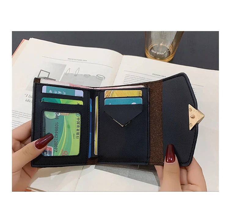 Fashion Women Sequins Wallets Glitter PU Leather Short Coin Purse Wallets for Ladies Card Holder Small Female Mini Clutch Girls