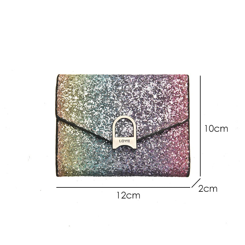 Fashion Women Sequins Wallets Glitter PU Leather Short Coin Purse Wallets for Ladies Card Holder Small Female Mini Clutch Girls